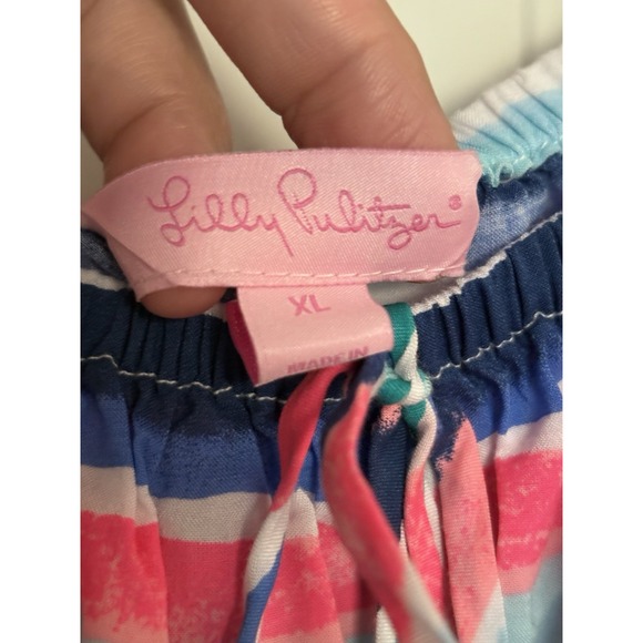 Lilly Pulitzer Sain Off the Shoulder Top Size XL Sandy Shell Stripe NWT $108 - Picture 2 of 5